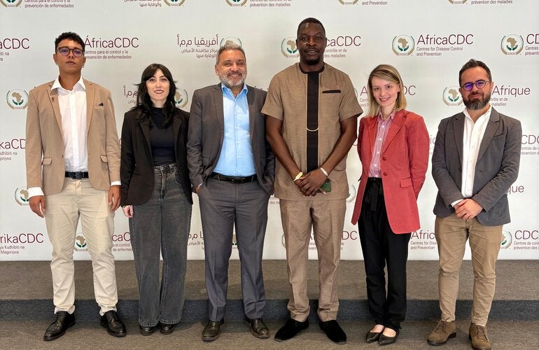 Africa CDC and PAHO representatives during a technical meeting on epidemiology training cooperation