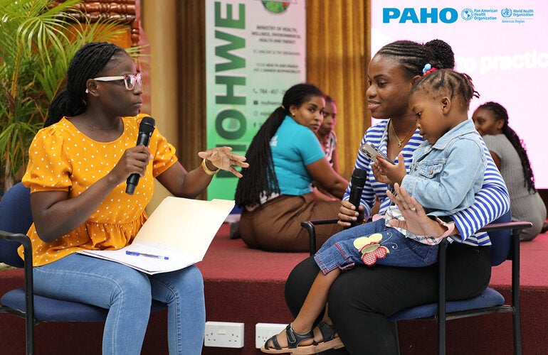 Workshop participants in role play exercise in Saint Vincent and the Grenadines