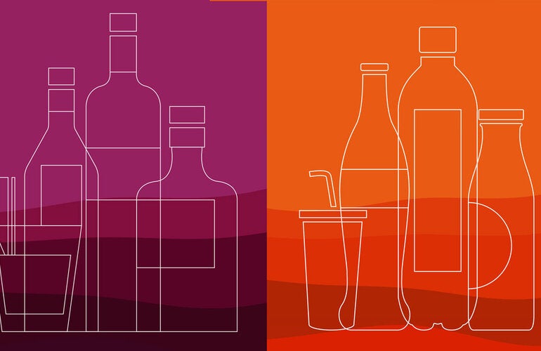 Outline of alcohol and sugary drink bottles