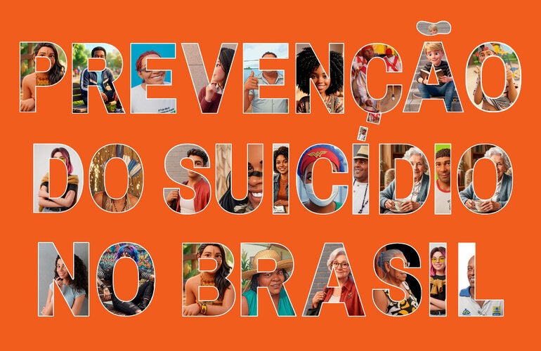 Arte com a frase "Prevenção do suicídio no Brasil"