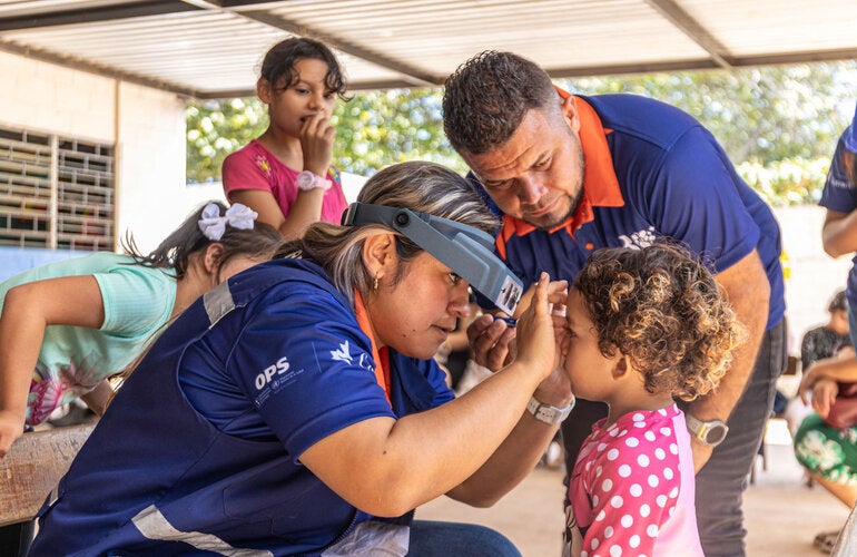 Young girl is being examined