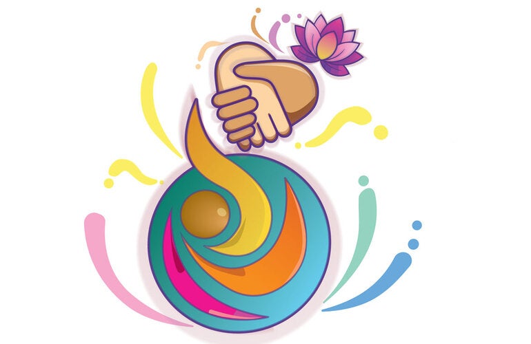 Wellness Week art: Shaken hands in the shape of an art- logo of the Ottawa Charter