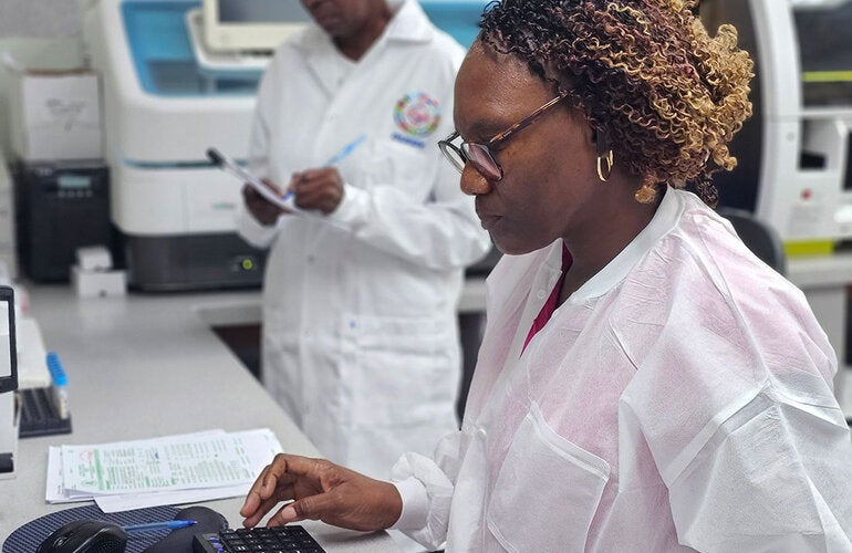 Two people in a laboratory