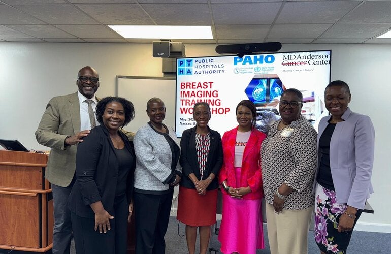 Nassau, The Bahamas - May 2025     The Pan American Health Organization/World Health Organization (PAHO/WHO), through its Bahamas Country Office, officially launched the Breast Imaging Training Seminar on May 14, 2025, at the Public Hospitals Authority Corporate Centre in Nassau. The five-day seminar is being implemented in partnership with the Public Hospitals Authority (PHA), with funding provided under the Universal Health Coverage Partnership (UHC-P) and support from MD Anderson Cancer Center in Houston