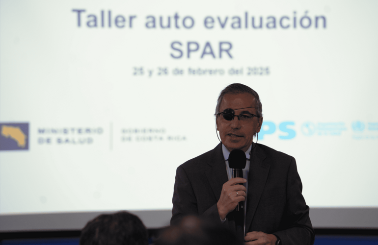 Representante de OPS durante su mensaje de bienvenida