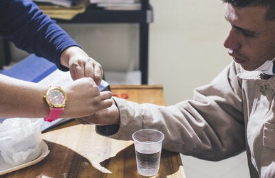 Patient receiving TB treatment