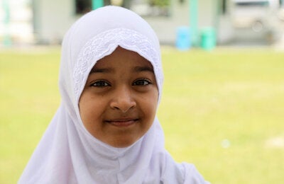 Close up of little girl with a hijab