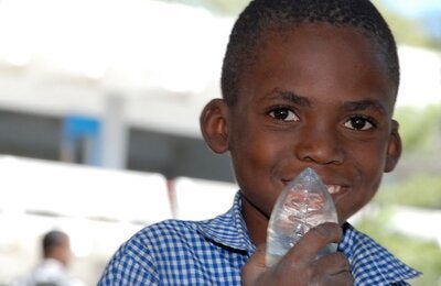 Boy drinking water