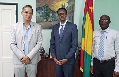 From left Hon Nickolas Steele, Minister of Health, Social Security and International Business, Dr Yitades Gebre, PAHO/WHO Representative to Barbados and the Eastern Caribbean Countries, and Mr Charlton Henry, Permanent Secretary