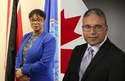 Dr. Erica Wheeler, PAHO/WHO Trinidad and Tobago Country Representative and His Excellency  Sharad Kumar Gupta, High Commissioner of Canada to Trinidad and Tobago
