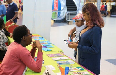Mother and child participates in the Wellness Fair 