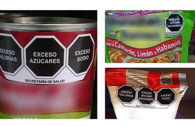 Sample of front-of-package food labeling in Mexican products