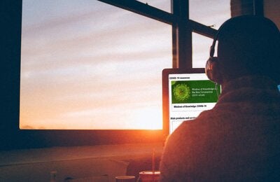 Man teleworking from home