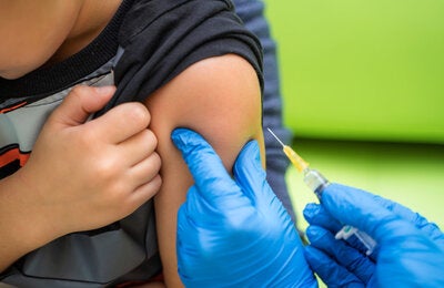 Boy being vaccinated