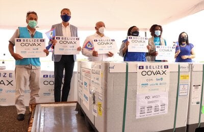Covax vaccine arrival in Belize