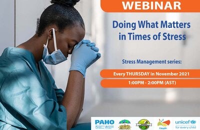 Webinar flyer on stress management