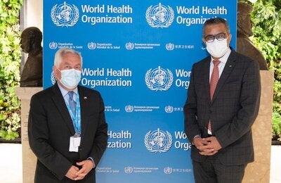 El Secretario de Estado se reunió con el director general de la Organización Mundial de Salud, quien realizó un reconocimiento al manejo de la pandemia en Chile