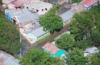 Aerial view of flooded area