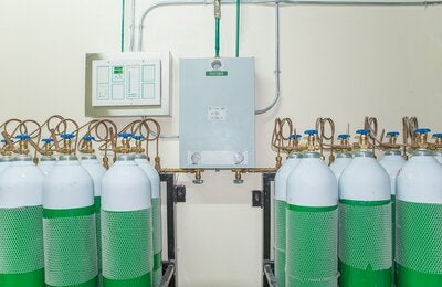 Oxygen tanks at a hospital