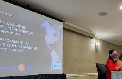 Image of the two chair on the meeting on Tobacco control during the COVID-19 pandemic in the Americas