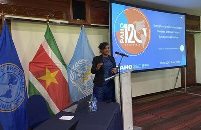 PAHO/WHO Suriname Technical Officer Dr. Wendy Emanuelson-Telgt addressed the participants during the 2-day workshop