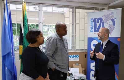 PWR Stein in conversation with representatives from the National Council on Drug Abuse at the Global School-Based Health Surveys handover in January 2023