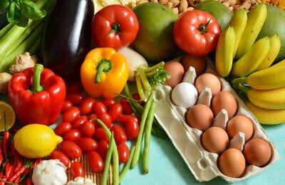 Fruits, vegetables, and eggs
