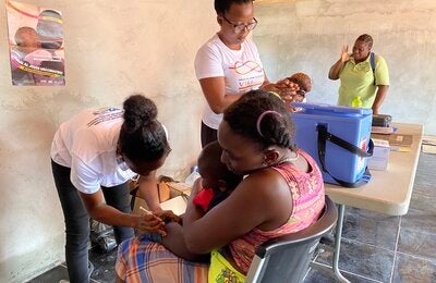 Child receives vaccine