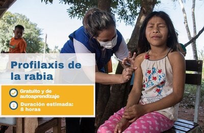 Curso virtual de profilaxis contra la rabia. Niña recibiendo la profilaxis