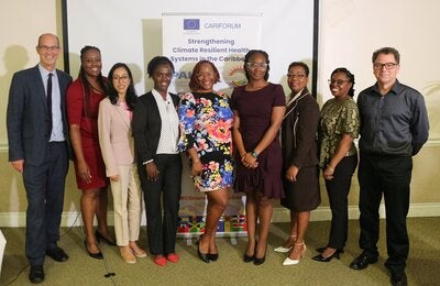 Professor Christopher Oura, Co-Coordinator of the UWI Climate and Health Leaders Training Programme, Stacy Adams, Project Administrator/Manager, Jenise Tyson,  Linnees Green-Baker, Dr Ayanna Alexander, Najay Parke, Dr Nicole Dawkins-Wright, Lucy Cumberbatch and Professor Craig Stephen, Co-Coordinator of the Programme