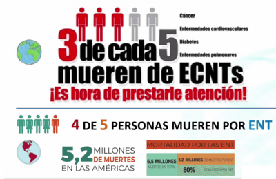 Diapositiva con datos sobre mortalidad causada por enfermedades no transmisibles