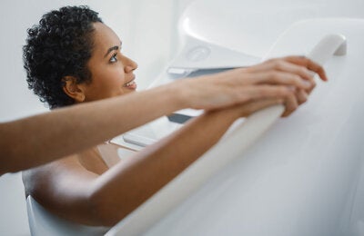 Woman getting a mammogram