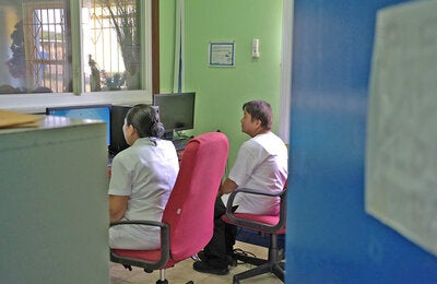 Nurses at front desk