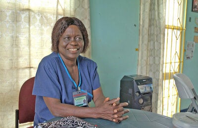 Nurse interacting with a client