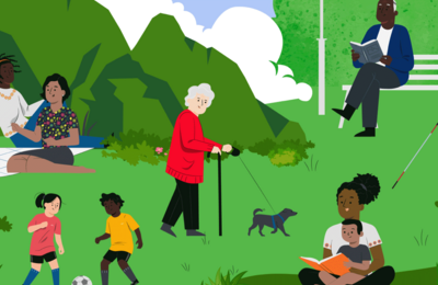 drawing people in park