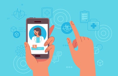 ilustración manos y celular