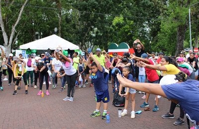 Warmup at the health fair prior to the walk