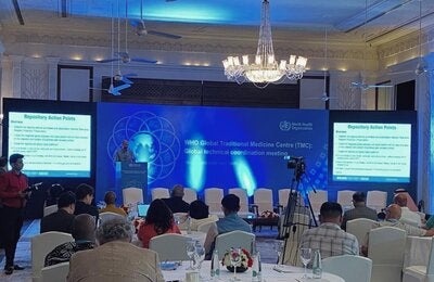 BIREME's director, João Paulo Souza, coordinates a session during the 'WHO Global Technical Meeting on Traditional Medicine', held in New Delhi, India, in March 2024.