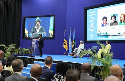 Prime Minister of Barbados Mia Mottley providing remarks at the UN Global Supply Conference