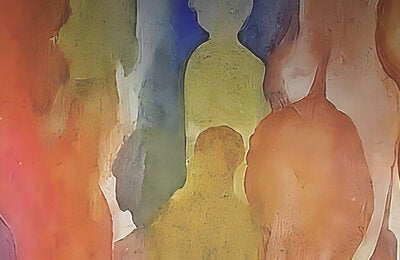 Water color painting of faded people