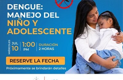 invitación a webinario sobre dengue, atención niños y adolescentes