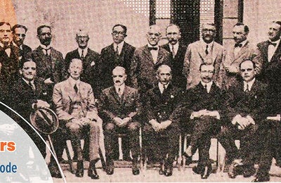 banner com foto histórica dos signatários do Código