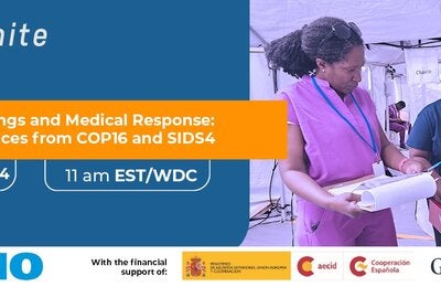 Emegency medical staff inside a mobile hospital