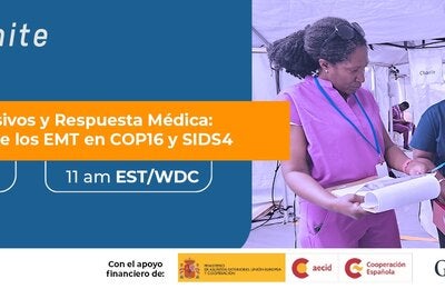 Emegency medical staff inside a mobile hospital