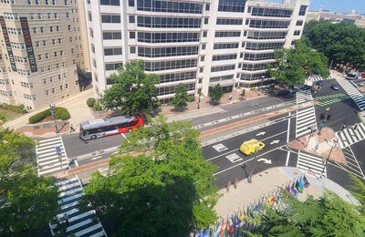 Aerial view of a city street