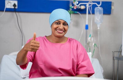 Cancer patient receiving treatment