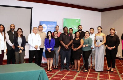Group photos of the facilitators and participants of the suicide reporting media training.