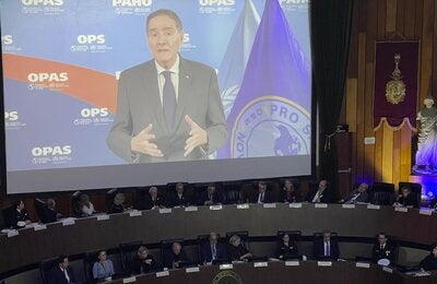 El Dr. Jarbas Barbosa en un mensaje videograbado