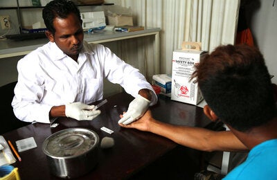 Patient is being tested for malaria