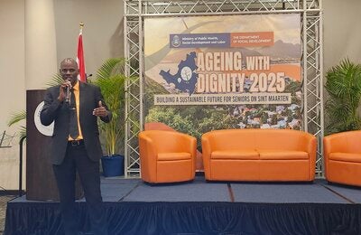 The Honourable Mr. Richenel Brug,  Minister of Health for Sint Maarten addresses participants